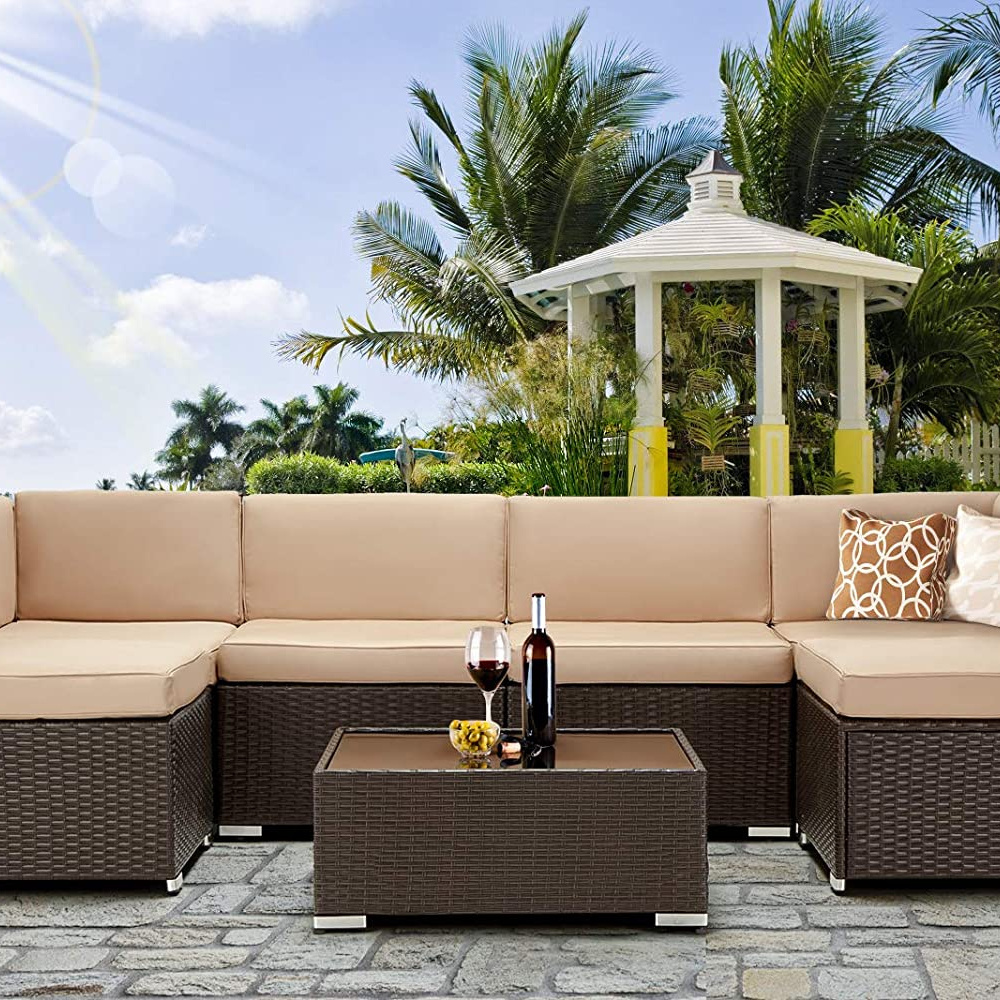 Top Selling Outdoor Rattan Furniture Wicker Sofa Set Latest Design Rattan Furniture Outdoor Pe Rattan Sun Outdoor Furniture Wick