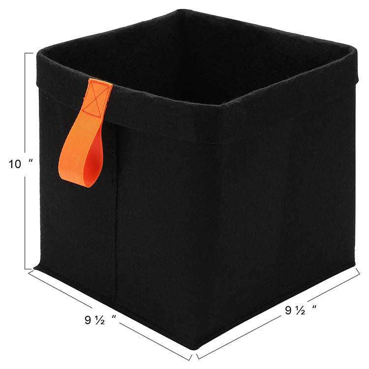 Multi use Felt Foldable storage baskets Storage Cube Shelf Bins with loops handle for small things