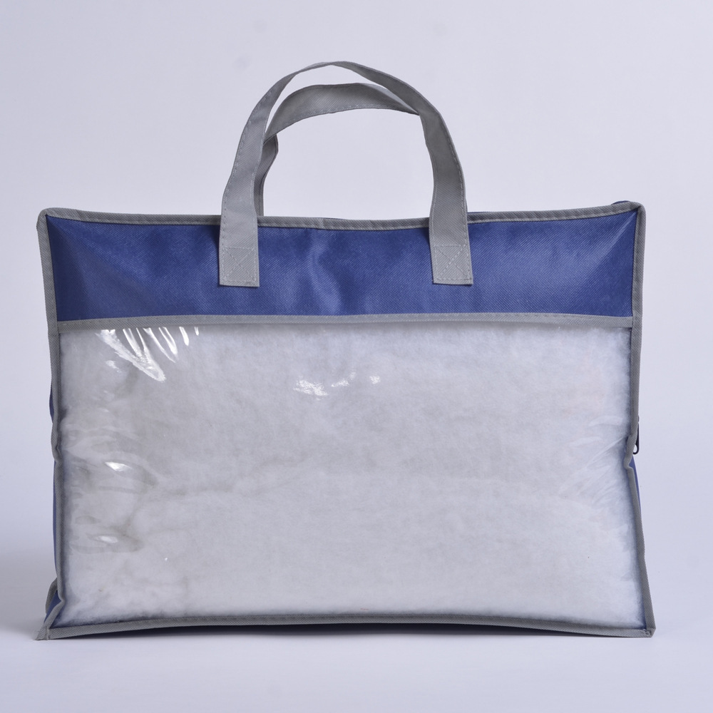 Custom Clear PVC Non Woven  Dustproof Large Tote Quilt Blanket Pillow Packaging Storage Bag With Zipper