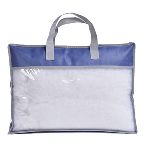 Custom Clear PVC Non Woven  Dustproof Large Tote Quilt Blanket Pillow Packaging Storage Bag With Zipper