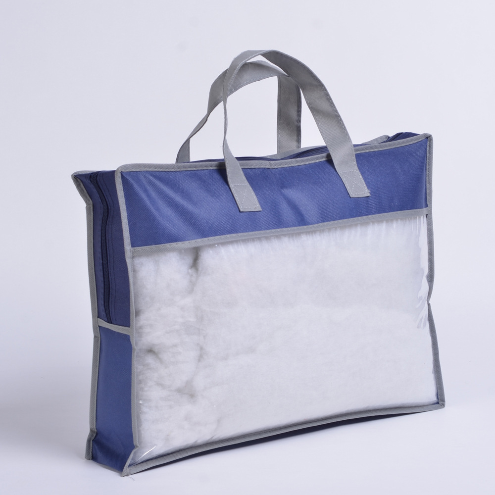 Custom Clear PVC Non Woven  Dustproof Large Tote Quilt Blanket Pillow Packaging Storage Bag With Zipper