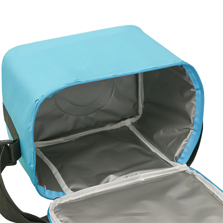 Custom large portable polyester insulated lunch delivery cooler bag blue school picnic thermal cooler bag