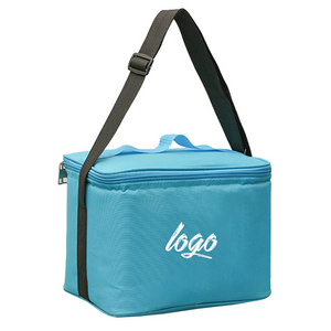 Custom large portable polyester insulated lunch delivery cooler bag blue school picnic thermal cooler bag