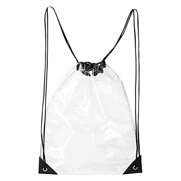 Reusable See Trough Waterproof Water-resistant Clear Transparent PVC Drawstring Storage Backpack Bag