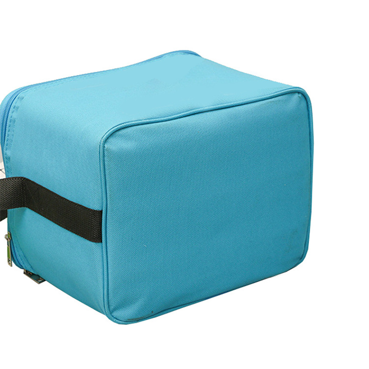 Custom large portable polyester insulated lunch delivery cooler bag blue school picnic thermal cooler bag