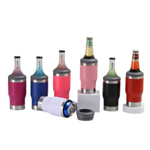 New product Two lids 14oz Double wall 304 stainless steel tumbler insulated vacuum beer Can bottle cooler