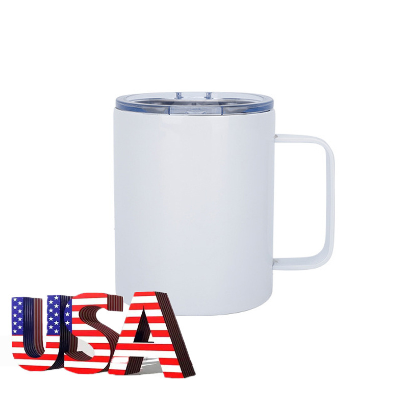 USA Warehouse Travel Coffee Tumbler Mug Stainless Steel 12oz Blanks Sublimation Mug with Handle