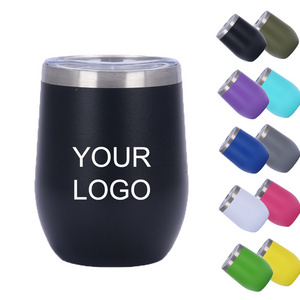 Hot Selling Double Wall Vacuum Custom Coffee Tumbler Cups powder coated 18/8 Stainless Steel 12oz Wine Tumbler with Lids