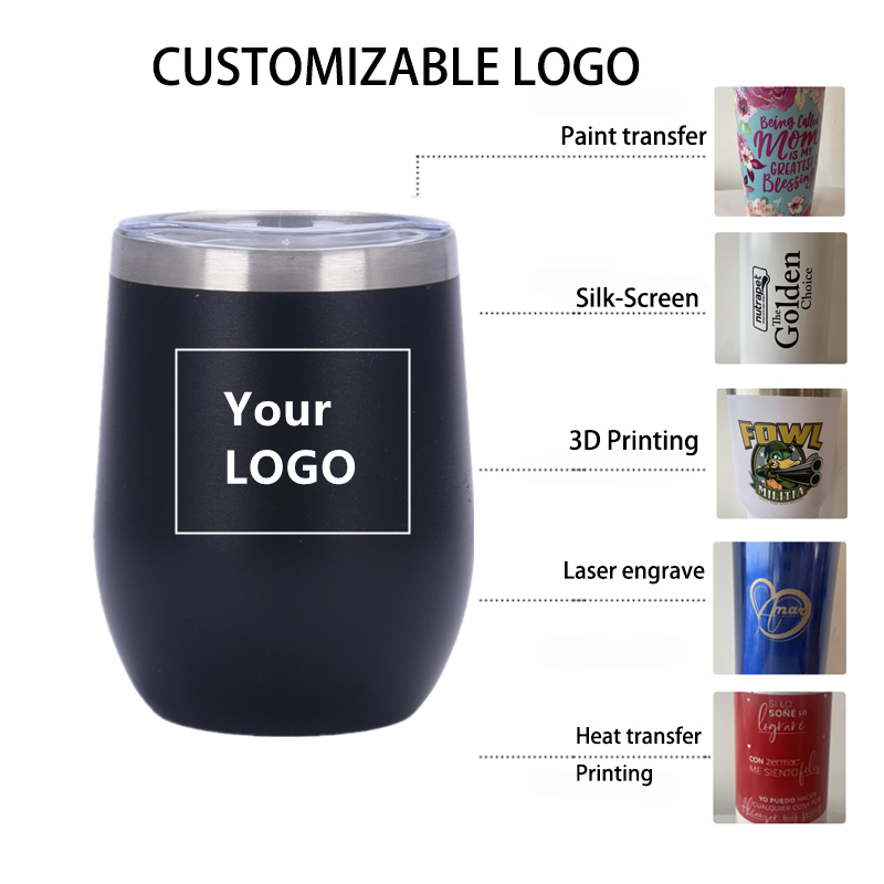 Hot Selling Double Wall Vacuum Custom Coffee Tumbler Cups powder coated 18/8 Stainless Steel 12oz Wine Tumbler with Lids