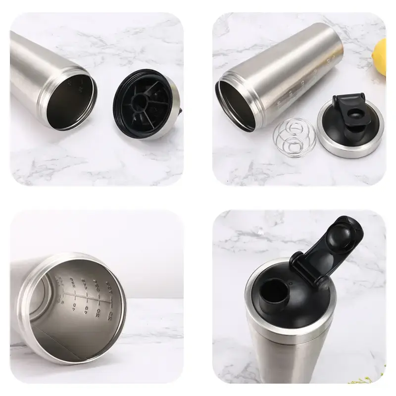 Custom Logo Stainless Steel Shaker Cups 500ML 750ML Double Wall Vacuum Protein Shaker Bottle Gym