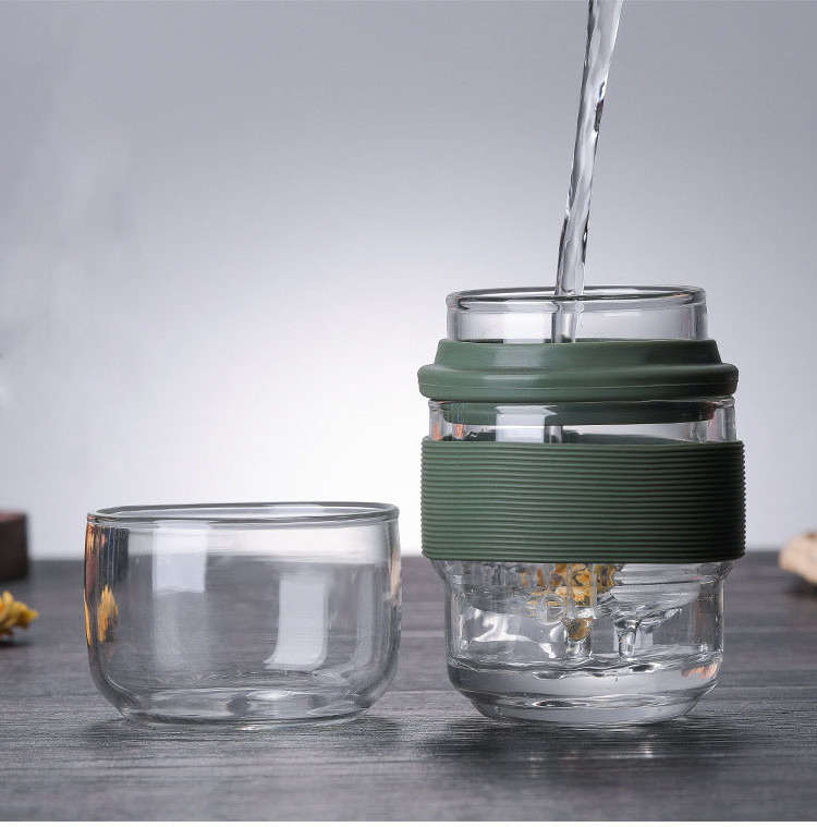 New product Portable Elegant Bososilicate Glass Teapot Travel Office Tea Pot Set with bag