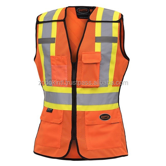 Reflective High Visibility Safety Vest for Men Women with Pockets Zipper Front Meets Roadway Vest