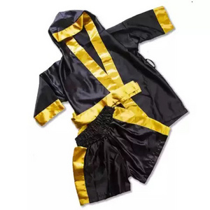 New Arrival World Champions Full Length Boxing Robe with Hood  Satin boxing robe with hood boxing robe