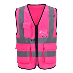 Pink High Visibility Safety Vest with Reflective Strips Multiple Colors Available X-Large