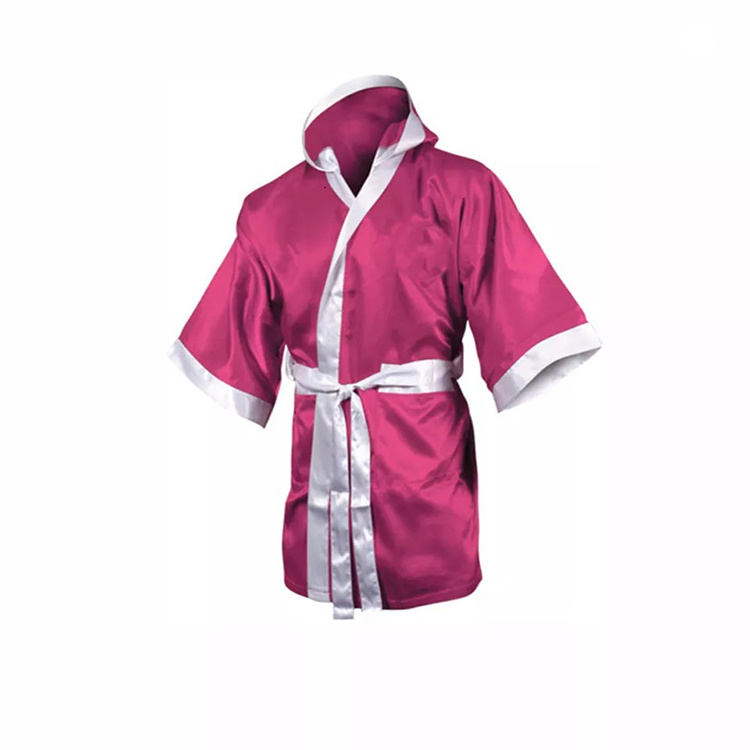 Wholesale Satin Boxing Robe with Hood with Custom Logo Direct Factory Supply Fighting Boxing Robe