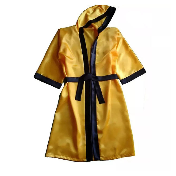 New Arrival World Champions Full Length Boxing Robe with Hood  Satin boxing robe with hood boxing robe