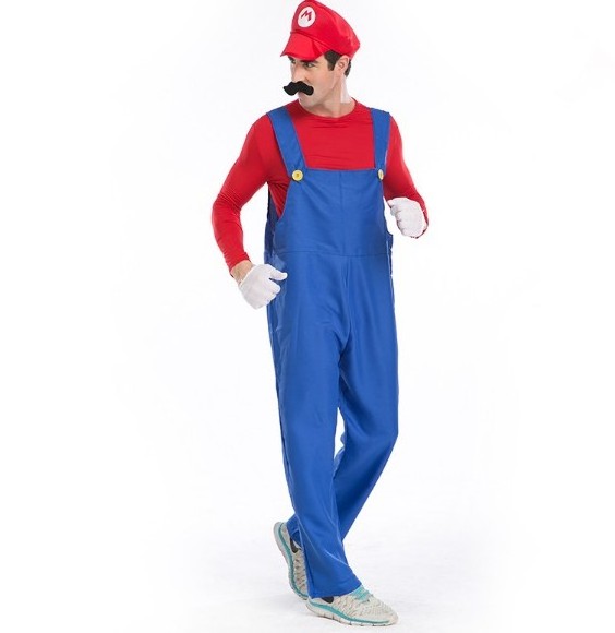 Spot Halloween Mario and Luigi Brothers Plumber's Bib Suit Cosplay Costume