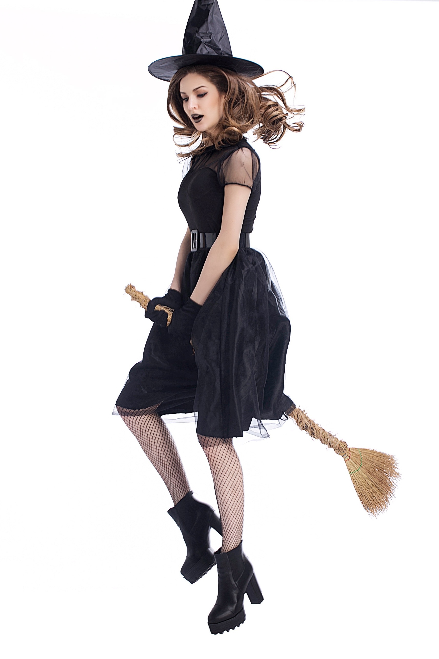 Halloween Black gauze witch cosplay costume party simple temperament game Costume