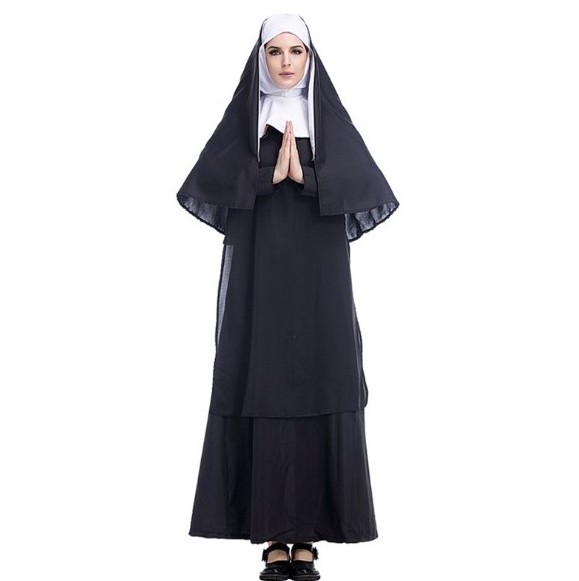 Halloween Father Maria Nun Cosplay Costume Jesus Christ Pastor Uniform