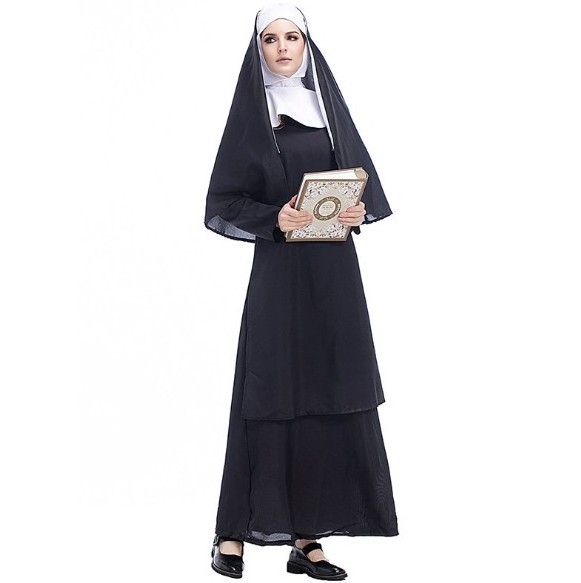 Halloween Father Maria Nun Cosplay Costume Jesus Christ Pastor Uniform