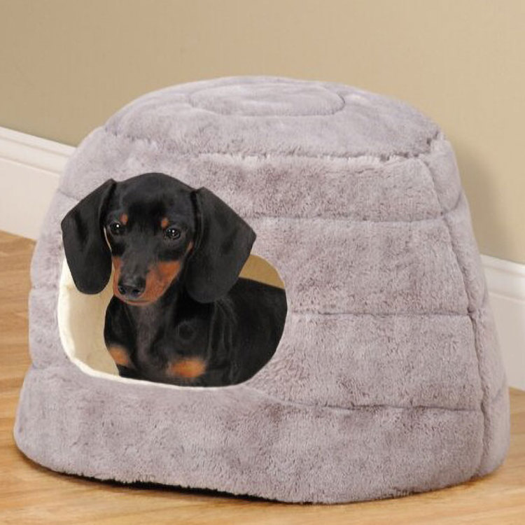 Wholesale Pink Soft Cuddler Hooded Window Thin Fleece Puppy Pet Cave Dog Bed