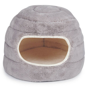 Wholesale Pink Soft Cuddler Hooded Window Thin Fleece Puppy Pet Cave Dog Bed