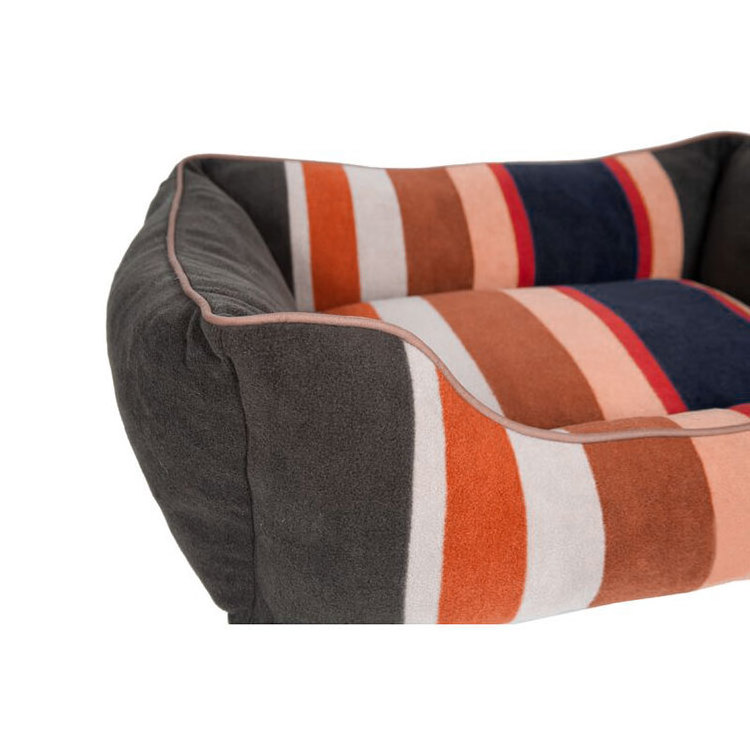 Pet Bed Premium Bedding Bolster with Inner Cushion Dog Bed Soft Velvet Stripe Color Beds