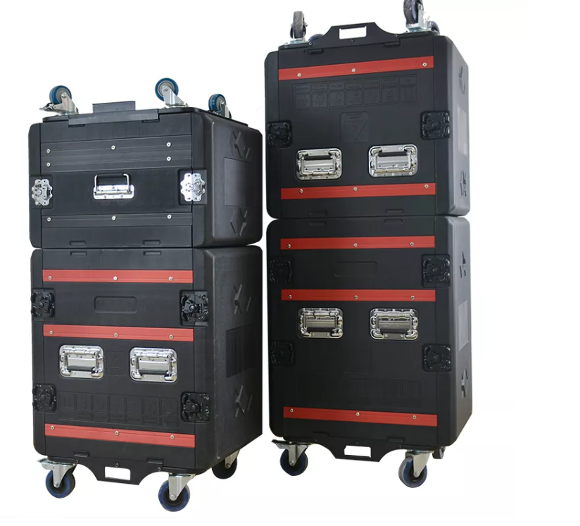 Factory Custom Large Hard Plastic Waterproof Flight Case Box Foam Case PE 4u Rack Road Case