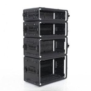 2U 4U 6U 8U 10U 12U 8" 17" Depth  plastic Rack Flight Road  Case with Wheels Casters Handle