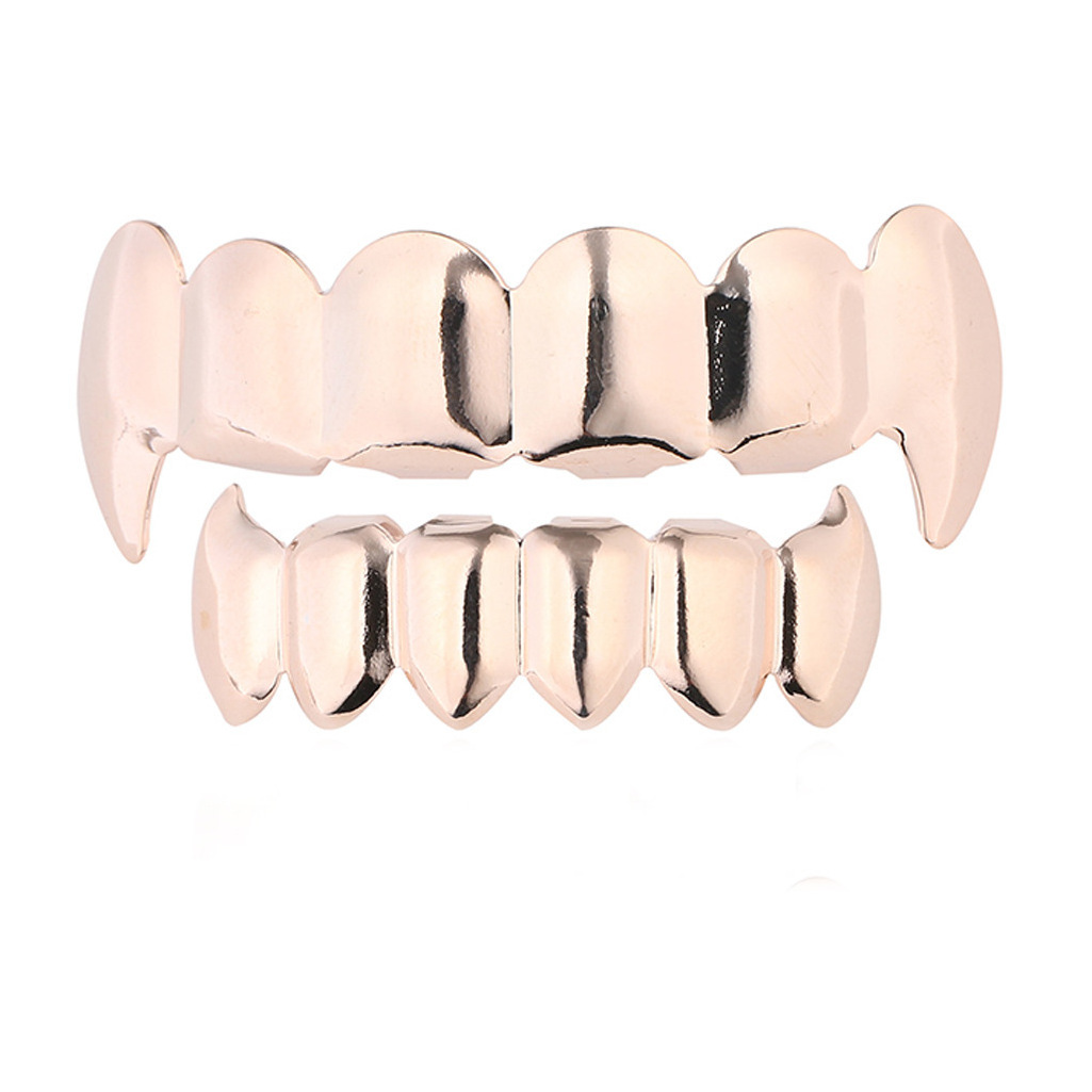 Top & Bottom Tooth Grills Gun Metal Grillz Smooth Surface Flat Teeth Veneers Gold Hip-hop teeth Accessories Grillz Grills