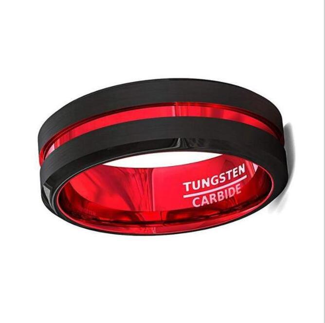 mens black red tungsten carbiden wedding rings jewelry