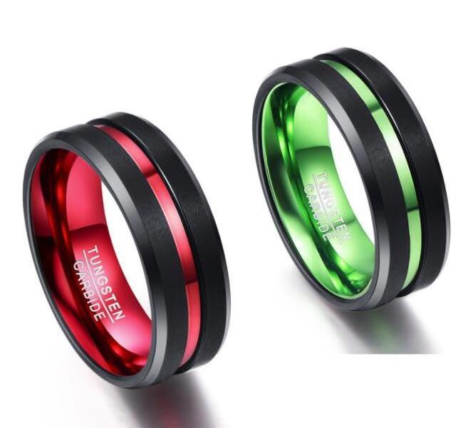 mens black red tungsten carbiden wedding rings jewelry