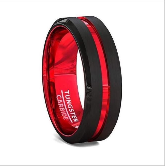 mens black red tungsten carbiden wedding rings jewelry