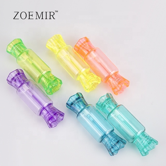 Kids candy lip gloss tube empty clear mini liquid lipstick custom color cute bottle tube with wand makeup custom lipgloss tubes