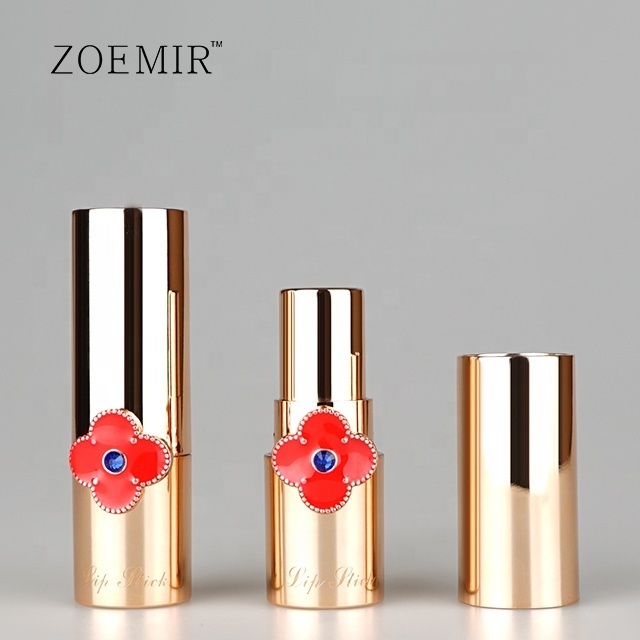 Vintage gold lip stick container crown tubes wholesale bulk custom lipstick tube set private label with flower ring