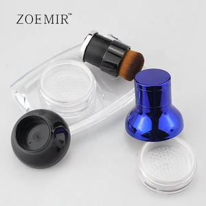 Makeup packaging metal loose powder compact case sifter refillable loose powder tube with brush