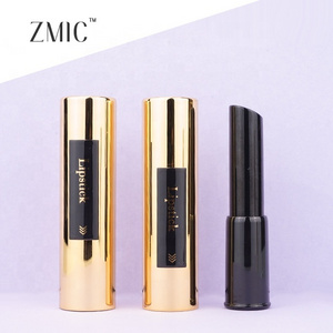 black and gold lipstick tube  color changing round high quality lip stick push up high quality lip stick with custom label