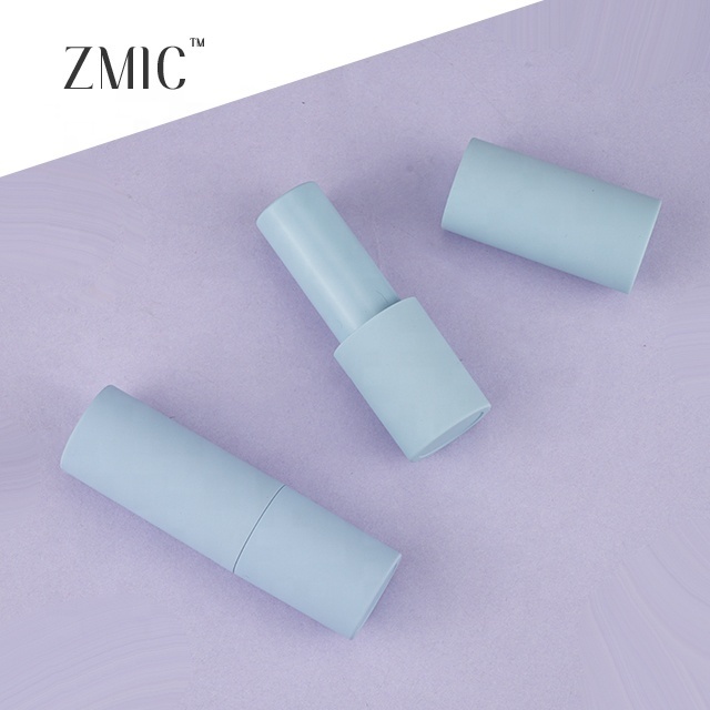 Empty round plastic lipstick tube blush stick packaging blue rubber magnet lipstick tube custom Chinese makeup brands lipstick