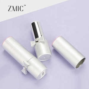 holographic round silver pink packaging lipstick tubes bow tie beauty product lipstick tube container manufacturer