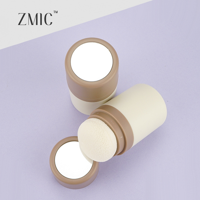 ZMIC wholesale cosmetic plastic blush powder puff case sponge bottle empty loose powder container with brush