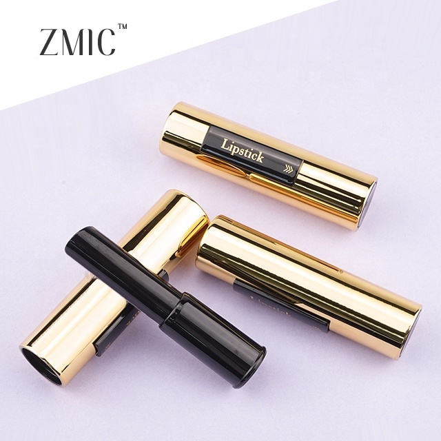 black and gold lipstick tube  color changing round high quality lip stick push up high quality lip stick with custom label