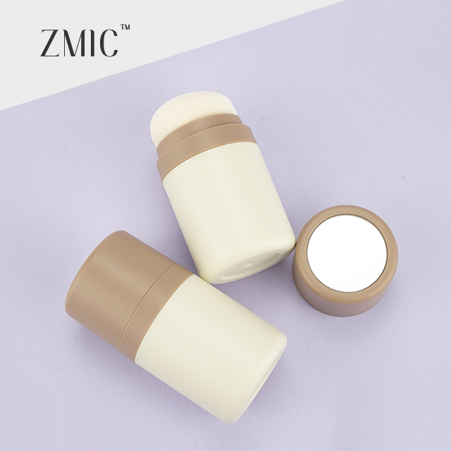 ZMIC wholesale cosmetic plastic blush powder puff case sponge bottle empty loose powder container with brush