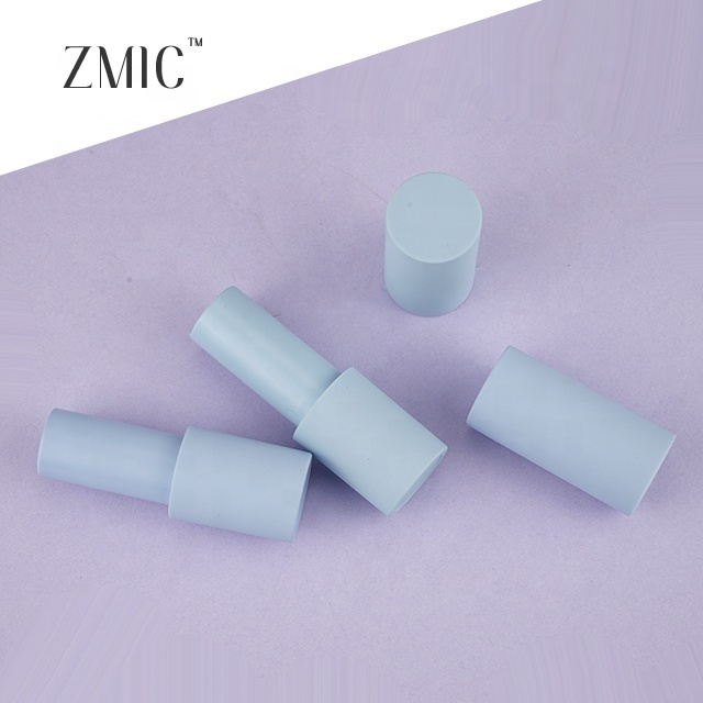 Empty round plastic lipstick tube blush stick packaging blue rubber magnet lipstick tube custom Chinese makeup brands lipstick