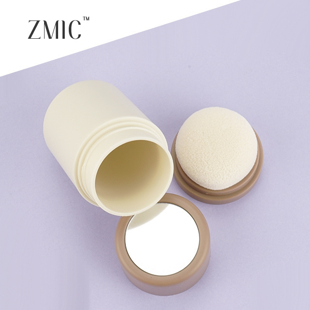 ZMIC wholesale cosmetic plastic blush powder puff case sponge bottle empty loose powder container with brush