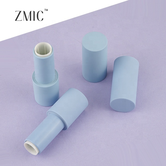 Empty round plastic lipstick tube blush stick packaging blue rubber magnet lipstick tube custom Chinese makeup brands lipstick