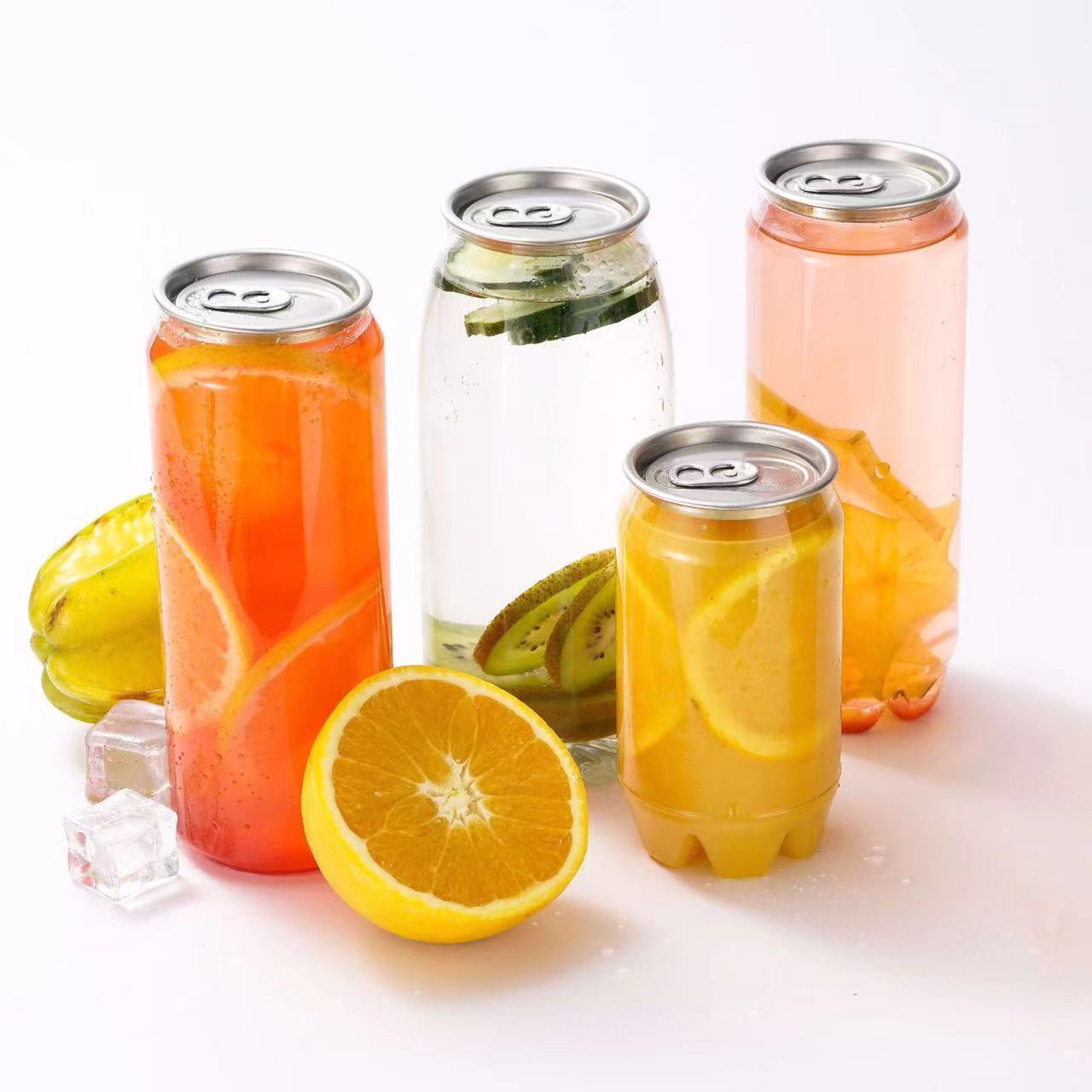 Disposable 250 330 500ml Plastic Packaging Jar Aluminium Pet Pop Can Bottle Soda Bottle Cans for Drinks with Lids