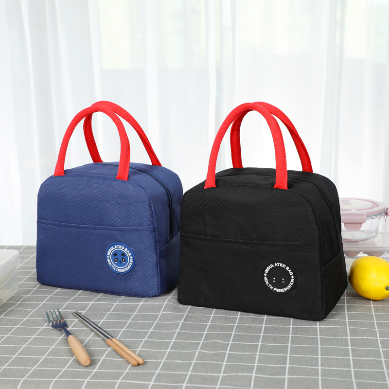 600D Material blue black color kids office  Lunch Tote Bag Recycled Wholesale Thermal Insulated Cooler Bags