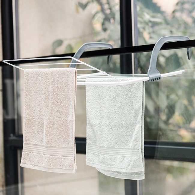 2022 New Design Hanging Wire Clothes Drying Balcony Window Sill 4.5m Folding Towel Rack