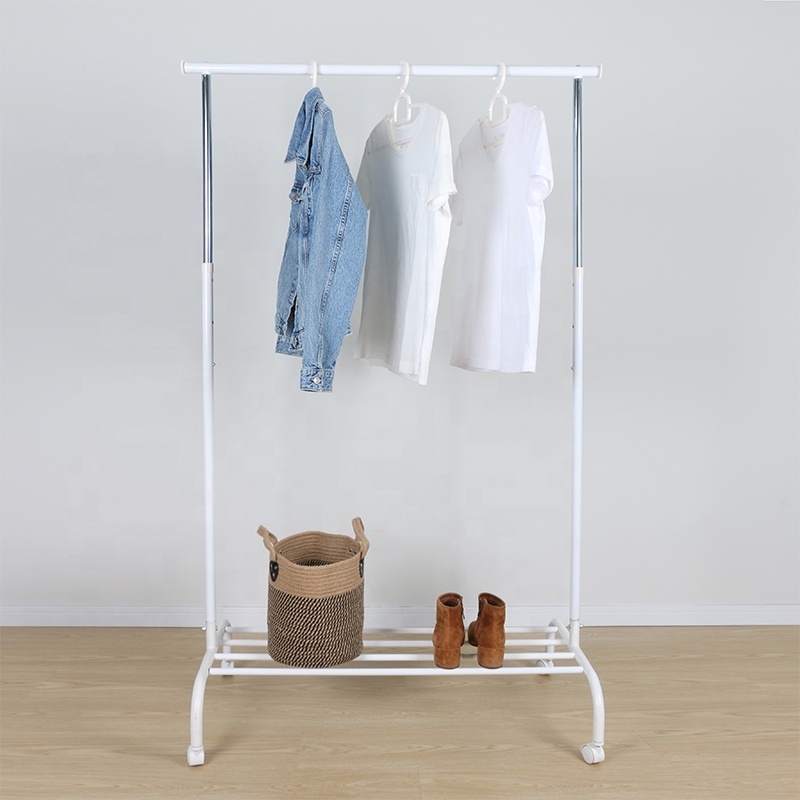 Extendable Metal Bar Clothes Garment Hat Coat Rack with Shoe Stand