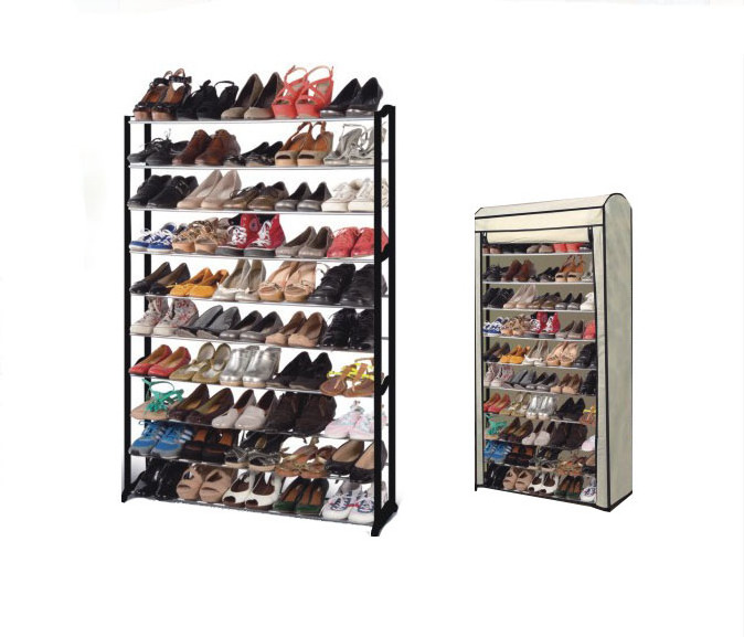 Hot Selling Home Furniture Non woven cover 10 Layers Extendable Modern Metal shoe rack